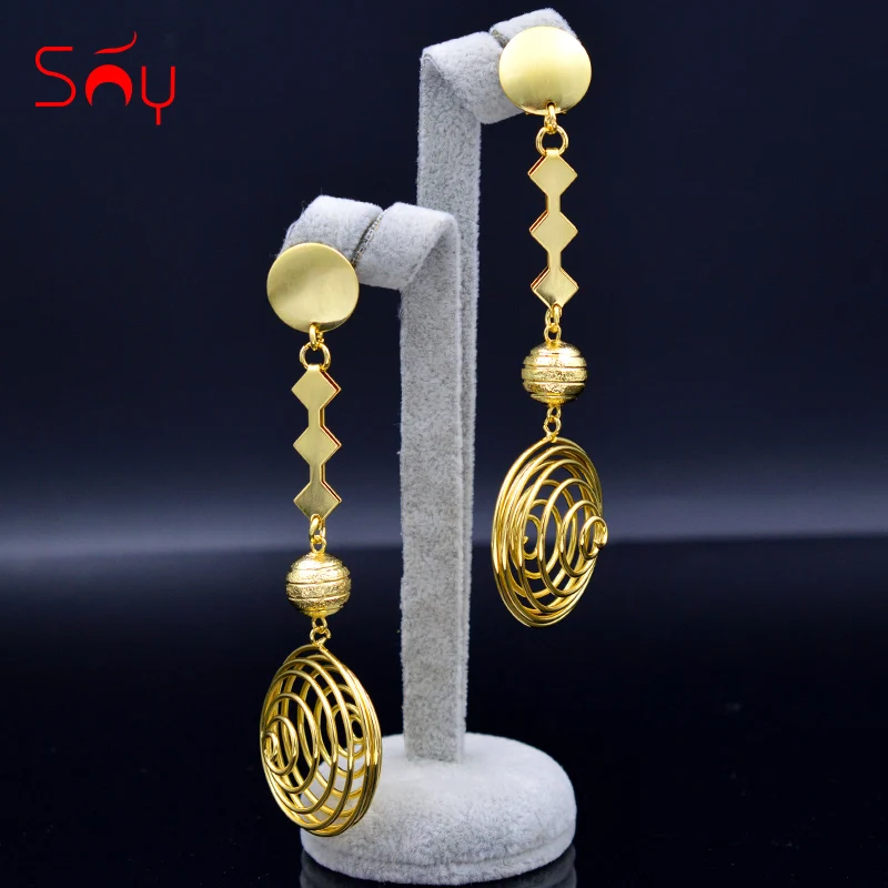 

Sunny Jewelry Hot Selling Round Earrings For Women Long Drop Dangle Earrings Classic Big Earrings For Wedding Jewelry Findings