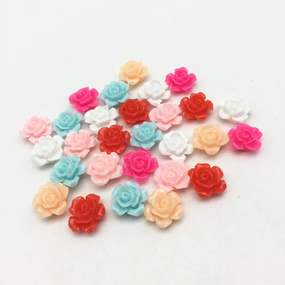 1000 шт 12 мм Цветы из полимера, розы с плоской спинкой для DIY украшения Кабошон Скрапбукинг изделия для телефонов
