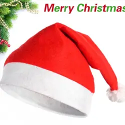 10 шт. 28*35 см Рождество шляпа Украшения Санта Клаус шляпа из нетканого материала для рождественской вечеринки поставки красный взрослых