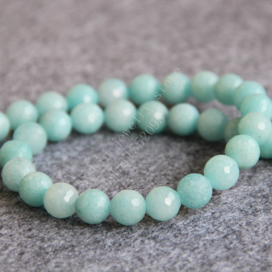 T8095 New Arrival 10mm Faceted light blue chalcedony beads, Stones Fit