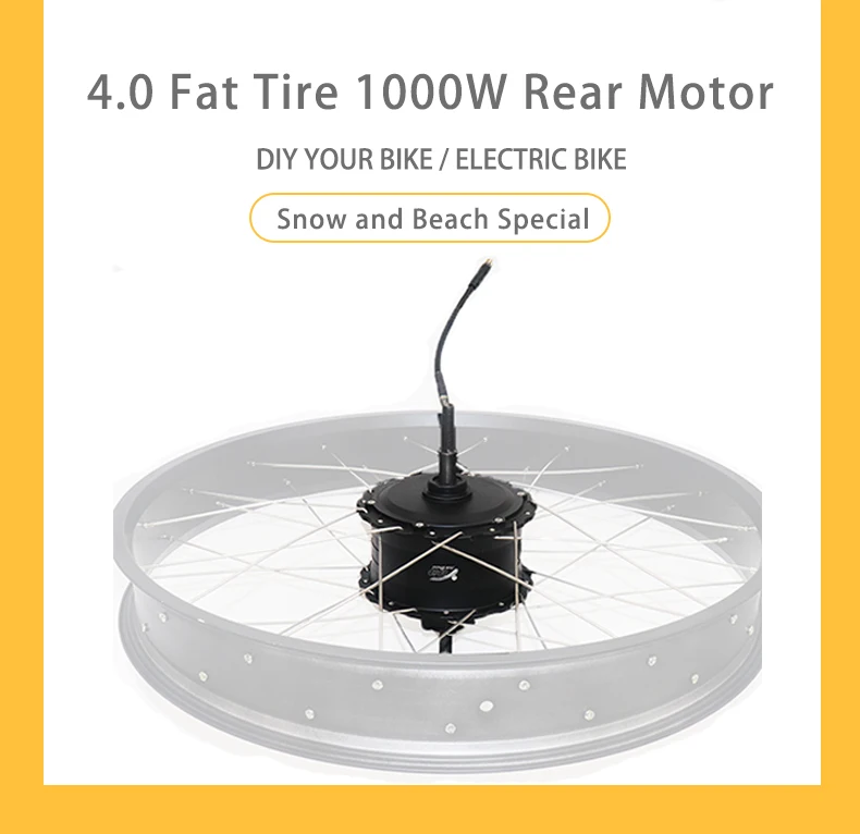 Flash Deal Powerful High Speed 48V 1000W Gearless non-gear Hub Motor Fat 4.0 Tire 55km/h 500W Brushless Rear Front electric bike motor kit 1