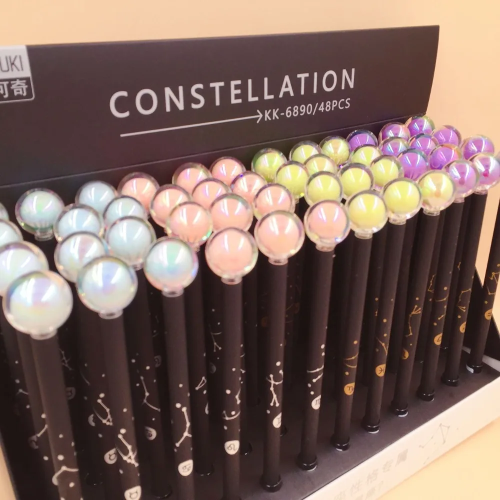 

48pcs/box creative cute cartoon Gel Pen Crystal 12 constellation Korean sign pen office school stationery pen