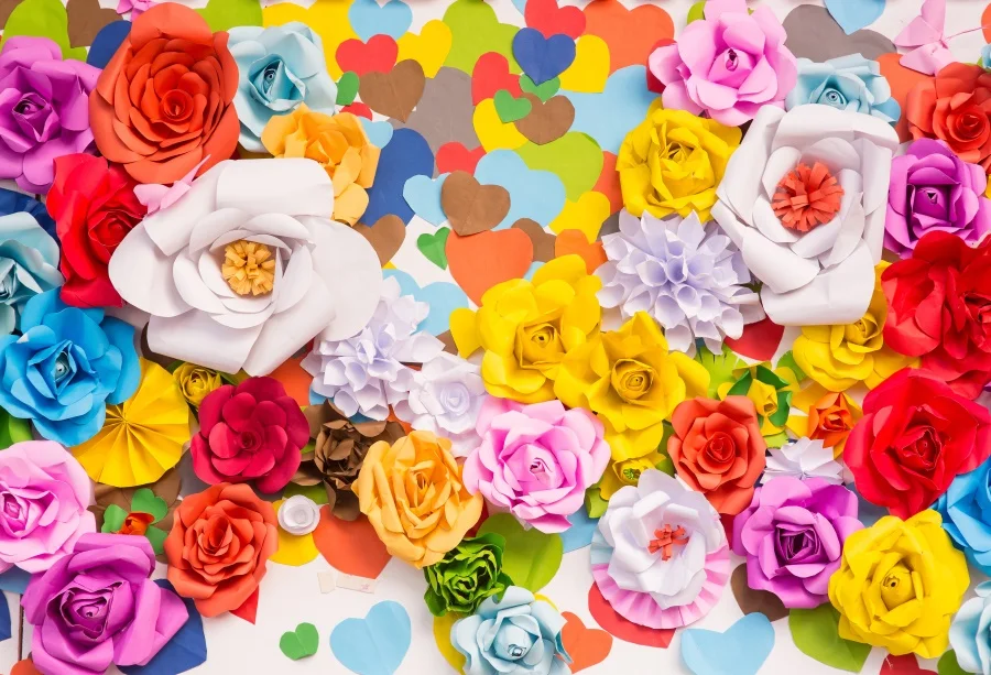 

Laeacco Blossom Colorful Flower Rose Love Heart Birthday Party Baby Portrait Photographic Background Photo Backdrop Photo Studio