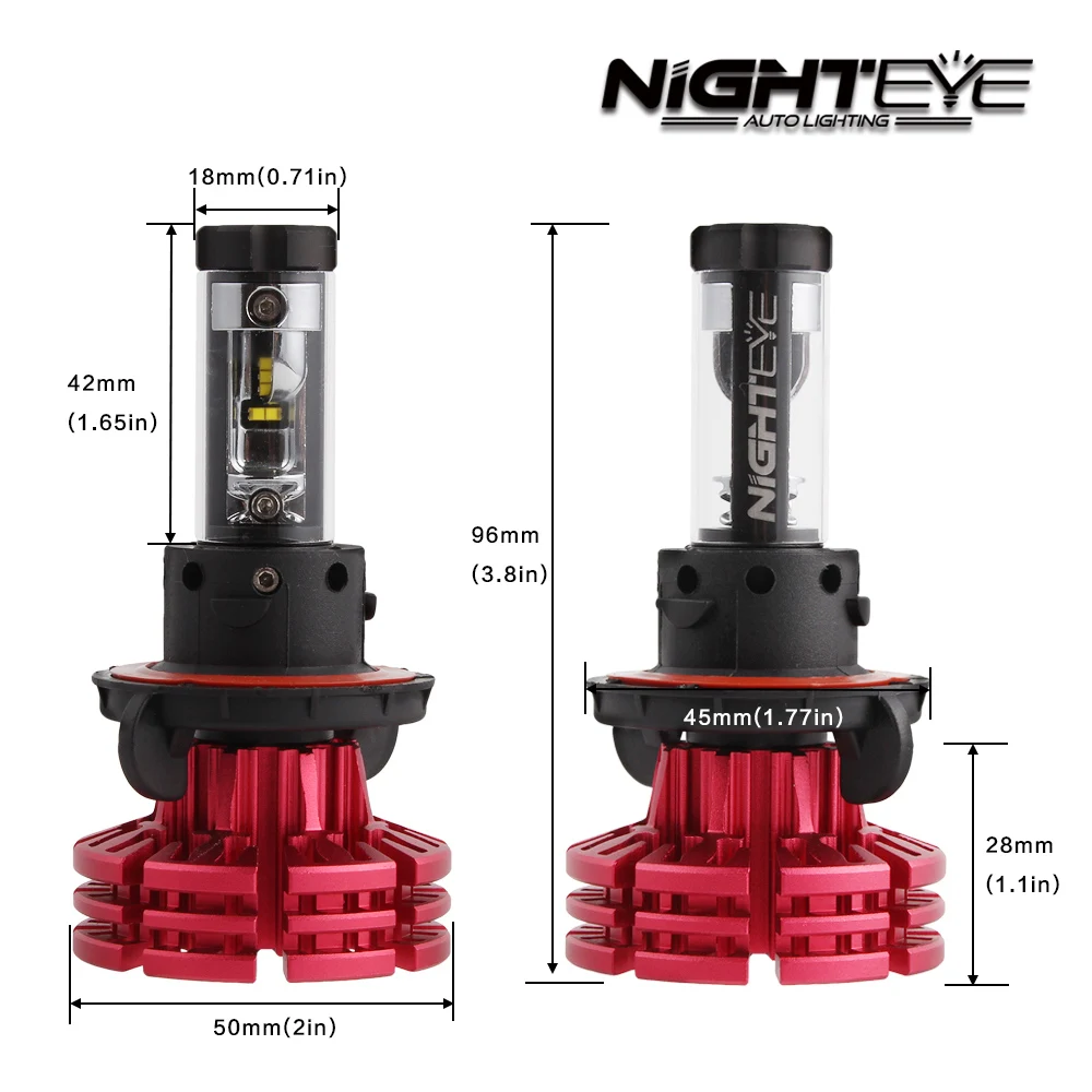 Nighteye H4 HB2 9003 H13 9005 9006 9007 H7 H11 60 Вт/заданная величина 10000LM Автомобильный светодиодный фары H1 H3 Противотуманные огни 3000K 6500K 8000K "подключи и играй"