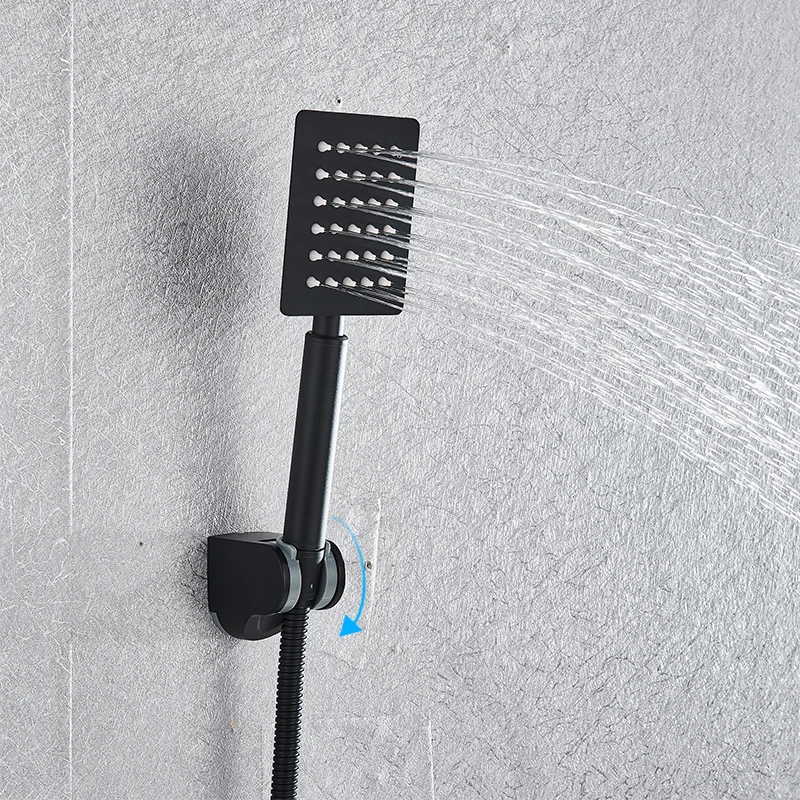  Matte Black LED Digital Display Shower Faucet Set Rain Waterfall Black Bathtub Shower System LCD Di