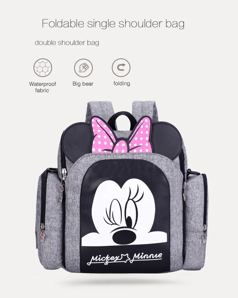 Сумка для детских подгузников, водонепроницаемый дорожный рюкзак для беременных, сумка для подгузников Мини Микки Маус, дизайнерская сумка на плечо для кормления