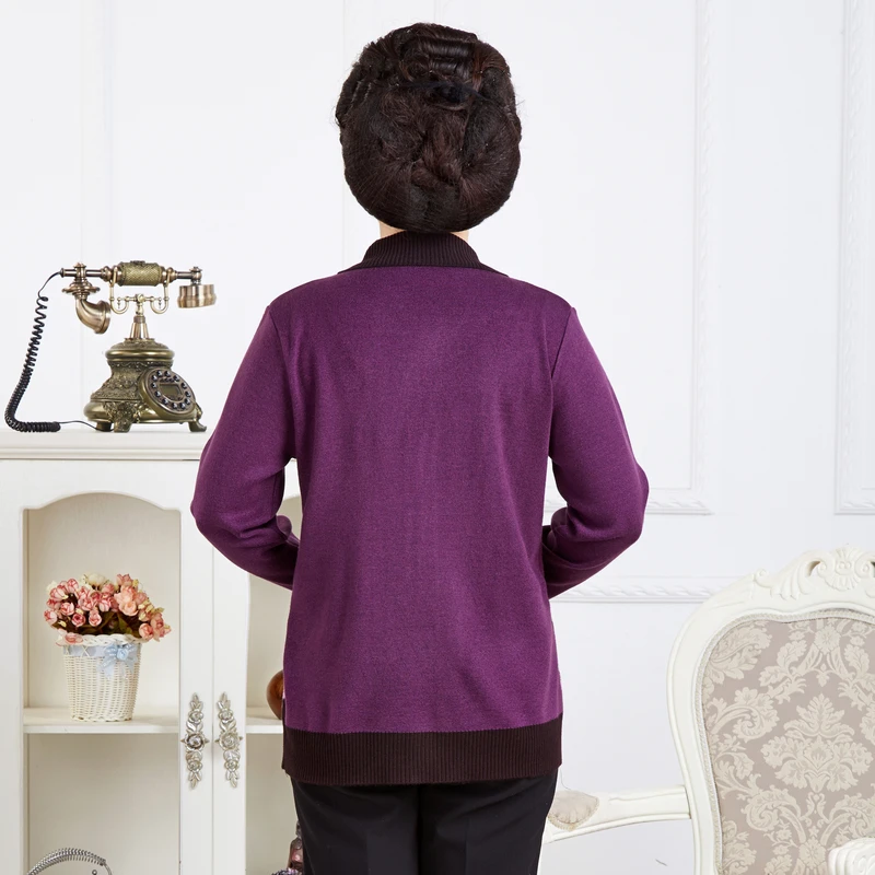 Autumn Winter Women Elegant Wool Cardigan Sweater Flower Pattern Desigan Old Ladies Grandma Mom Brown Cardigans Swteaters Autumn Winter Women Elegant Wool Cardigan Sweater Flower Pattern Desigan Old Ladies Grandma Mom Brown Cardigans Swteaters