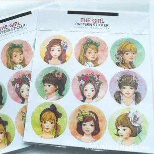 

Wholesale 30 sheets Round GIRLS Waterproof Sticker Decoration Sticker Index Stickers For Party Favor Gift Bag Candy Box Decor