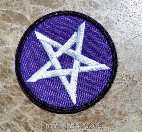 

HOT SALE! ~ Satanic pentagram pentacle occult wicca pagan Iron On Patches, sew on patch,Appliques, Made of Cloth,100% Quality