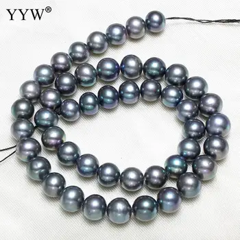 

8-9mm Cultured Round Freshwater Pearl Beads Malachite Green Hole 0.8mm Pearl Beads for DIY Necklace Bracelet Jewelry Making