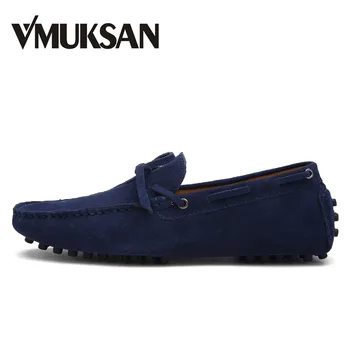 

VMUKSAN High Quality Suede Leather Mens Loafers Fashion Design Large Size 38-49 Men Shoes 2019 New Spring Casual Shoes Man