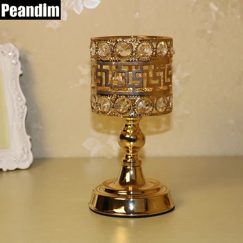 

PEANDIM Ideas For Wedding Decorations Gold Color Home Candle Holder Metal Crystal Candlestick Party Events Table centerpieces