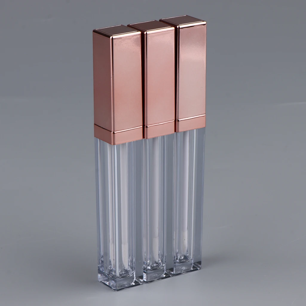 3 Pack Clear Mini Lip Gloss Tube Empty Lip Balm Refillable Small Containers With Gold Lid for Liquid Makeup Cosmetics