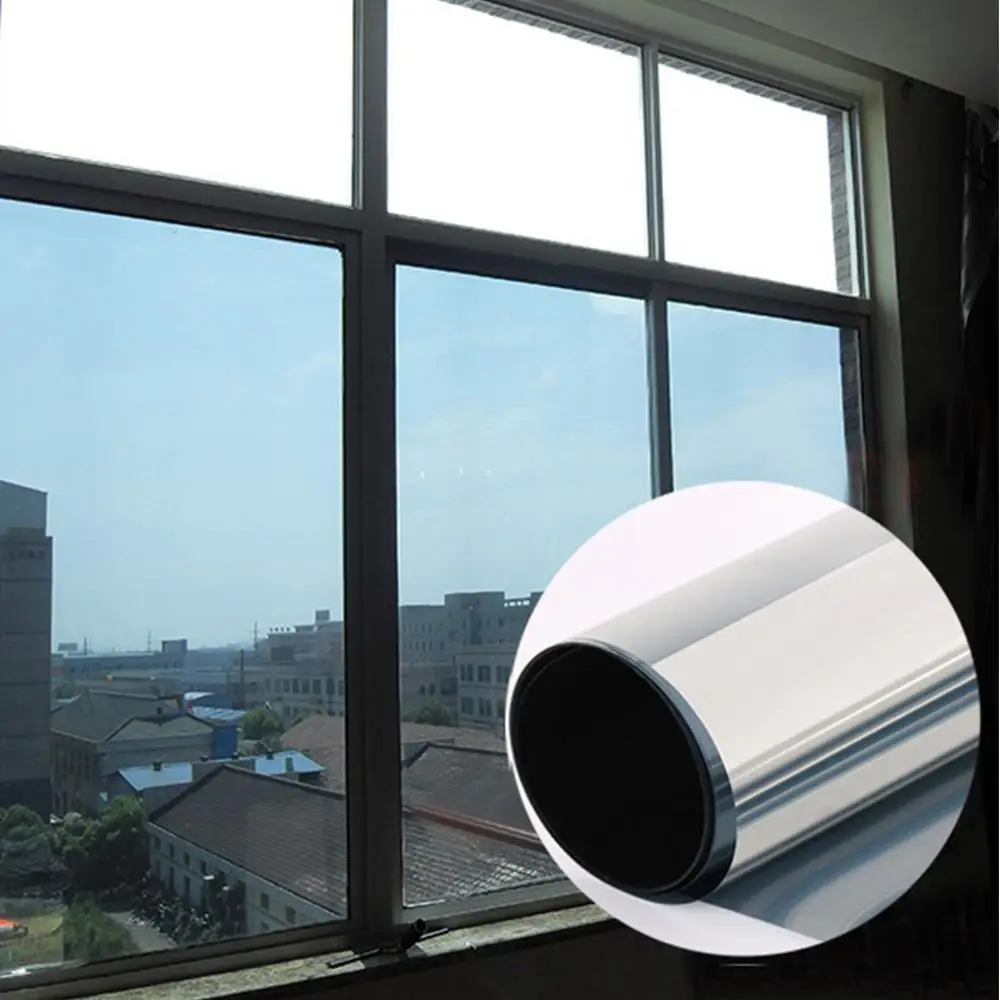 0,7x10 м коммерческий тонировка окна серебряное отражающее зеркало тонировка окна, конфиденциальности солнечные пленки