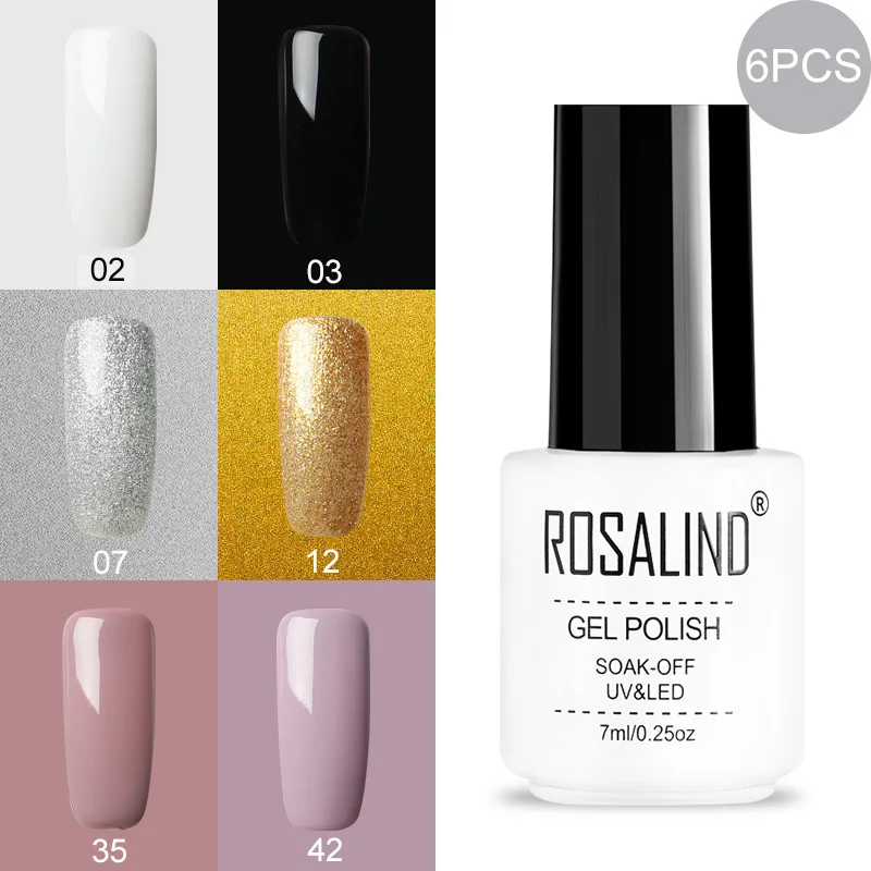 ROSALIND Gel Varnish Set For Manicure Hybrid Nail Art Top Coat Primer - Цвет: RC-6GELS-22