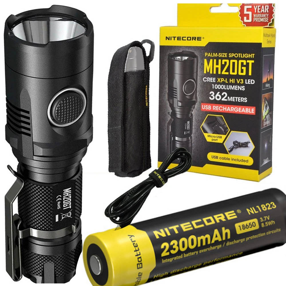 Перезаряжаемая вспышка NITECORE MH20GT CREE XP L HI V3 макс. 362 лм расстояние луча м наружный