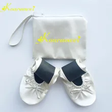 Жемчужно-белый складной балерина Женская танцевальная обувь балетки Стильная обувь