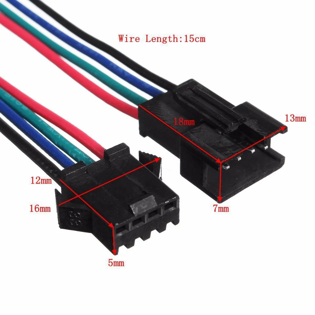 10 Sets 4 Pin JST SM 2.54mm Male & Female Connectors With 22AWG Wire 15cm Length
