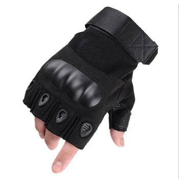 

Tactical Gloves for Army Men Military Black Special Forces Outdoor Half Leather Gloves Cut Non-slip Gym Combat