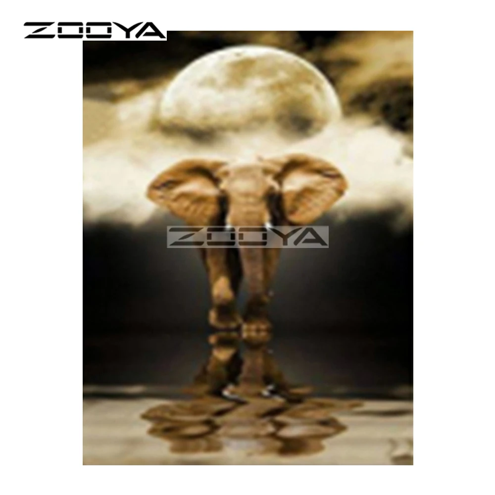 ZOOYA 5D DIY алмаз слон Луна темное облако животное Алмазная Картина Вышивка крестом