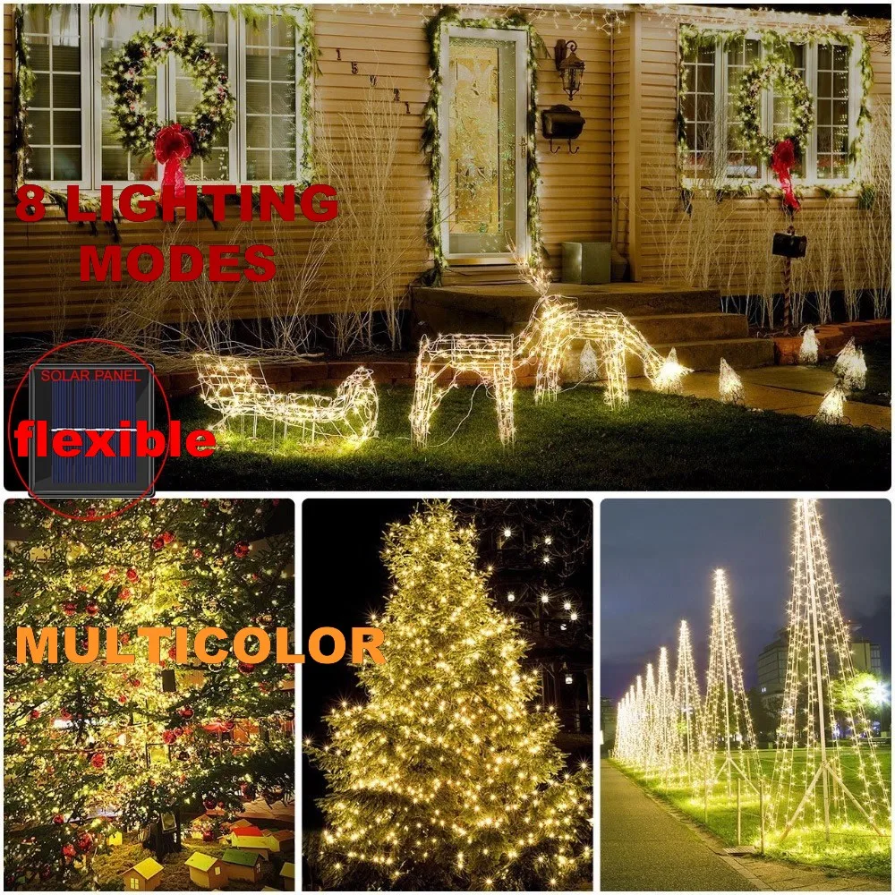

8 modes multicolor Solar String Lights 20M 200 LED Wire String Fairy Lights Waterproof Christmas Solar Power Lamp For Garden De