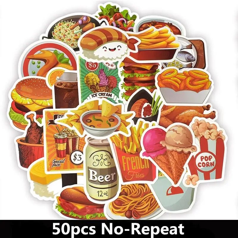 

50pc/Lot Creative Graffiti Cute Drink Food Funny Stickers Scrapbooking Motorcycle Notebook Guitar Skateboard Waterproof Stickers