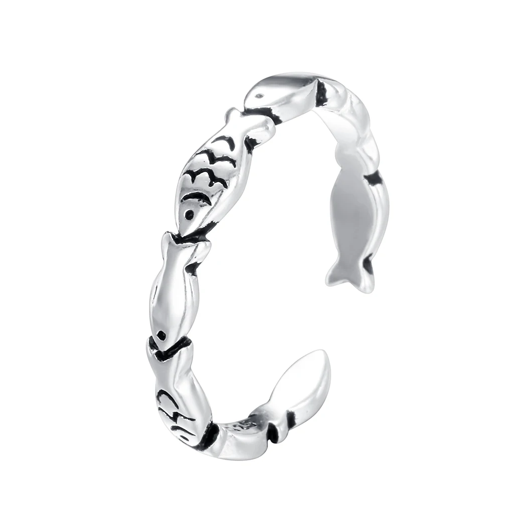 QIMING, античные серебряные кольца для женщин, океанские рыбки, бохо, массивные ювелирные изделия, кольцо на палец, свадебный подарок