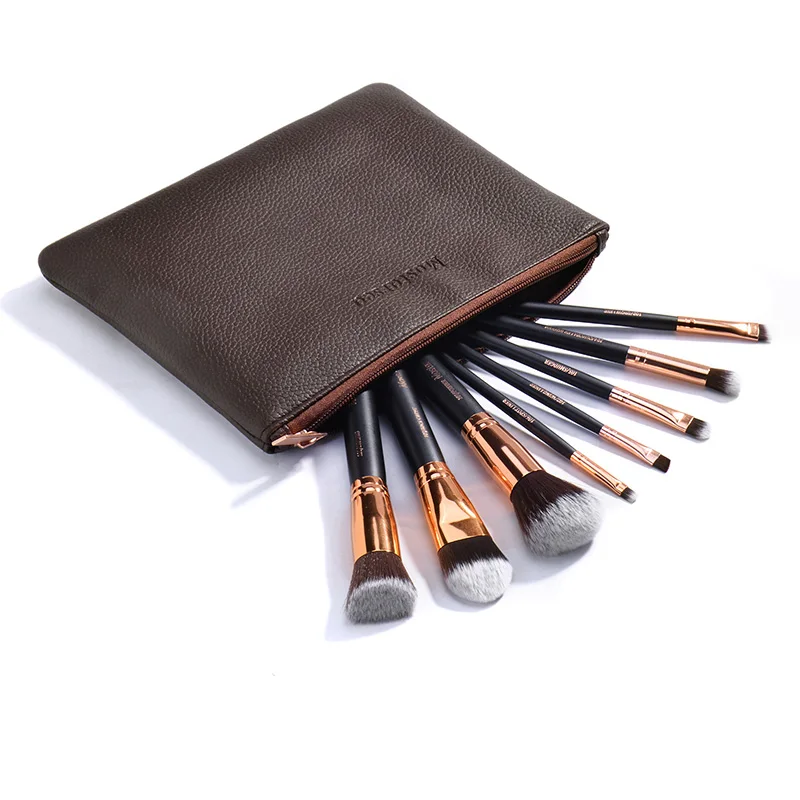 

New Professional 8 PCS Makeup Brushes Set Tools Toiletry Kit Make Up Soft Brush Set Case Cosmetic Foundation Brush Leather Bag
