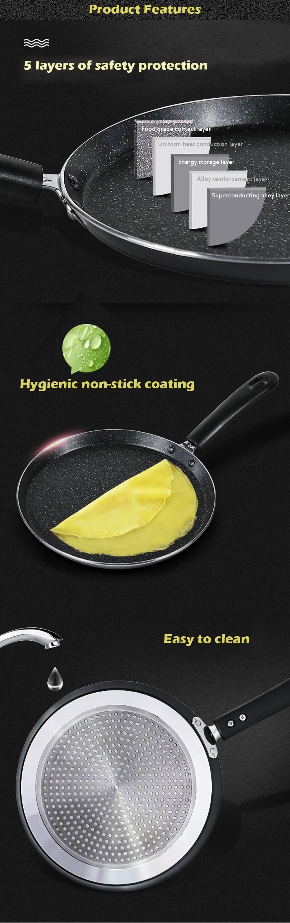Nonstick Fry Pans Kitchen Cookware for Steak Eggs