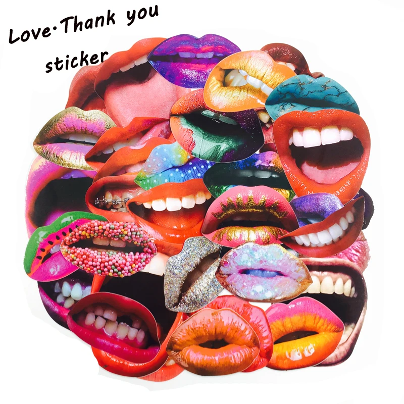 40PCS Mouth Stickers For Skateboard Laptop Luggage Fridge Phone Home Decoration Waterproof Creative Toy Sticker For Children
