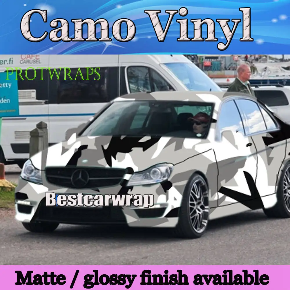 503-4 white black grey snow camouflage car wrapping film