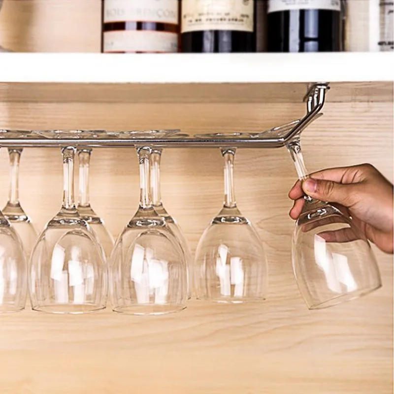 IVYSHION 1 шт. 34 см длинная Винная стойка для стаканов металлическая проволочная Подвесная подставка для чашек Одиночная двойная тряпка домашний бар стемвари под шкаф кухня