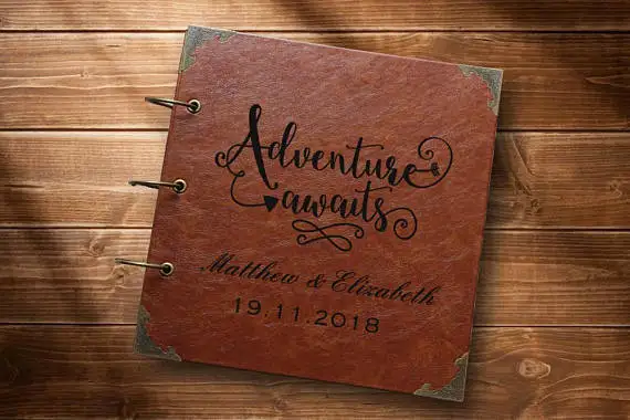 leather travel photo album our adventure book wedding guest book photo album