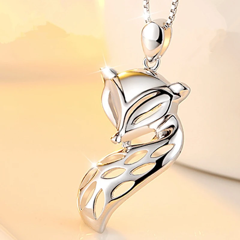 High Quality Unique Woman Fashion Animal Fox Pendant Necklace Silver Color Lovely Design Girls Best Gifts For Valentines Day | Украшения и