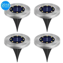 Солнечные наземные огни, садовые фонари, наружные водонепроницаемые теплые белые с 8 Светодиодный светильник на солнечной батарее для дома, двора, подъездной дорожки, газона, дороги