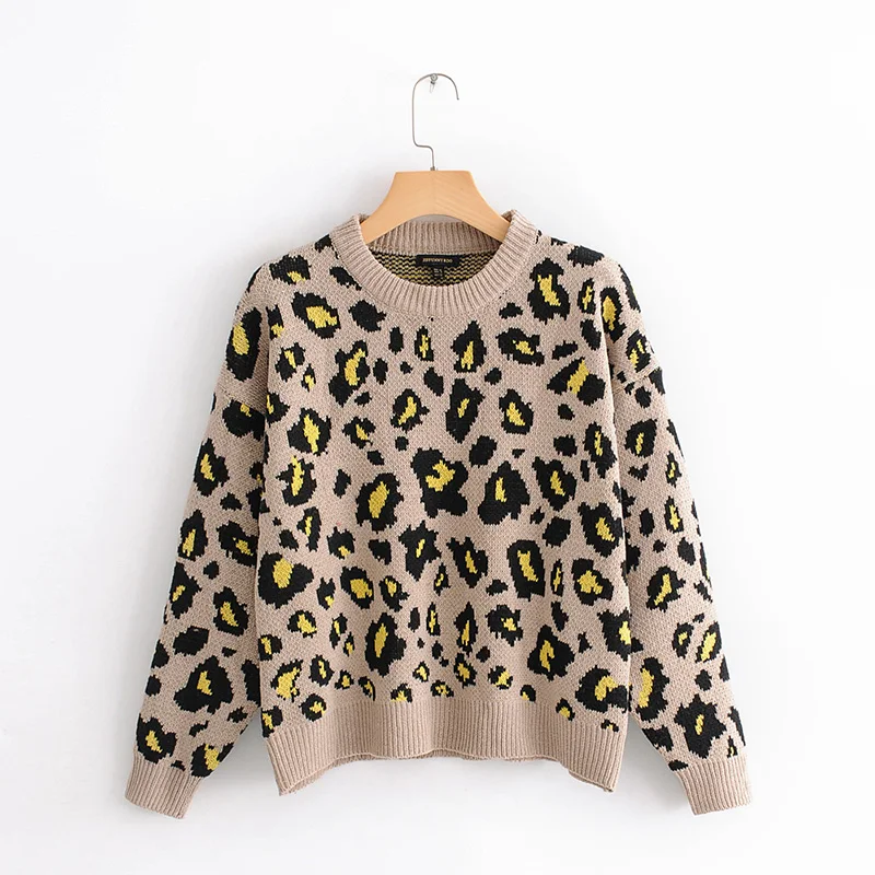 Женские пуловеры 2018 новые модные пикантные леопардовые в полоску с круглым вырезом толстые трикотажные топы на осень-зиму повседневные