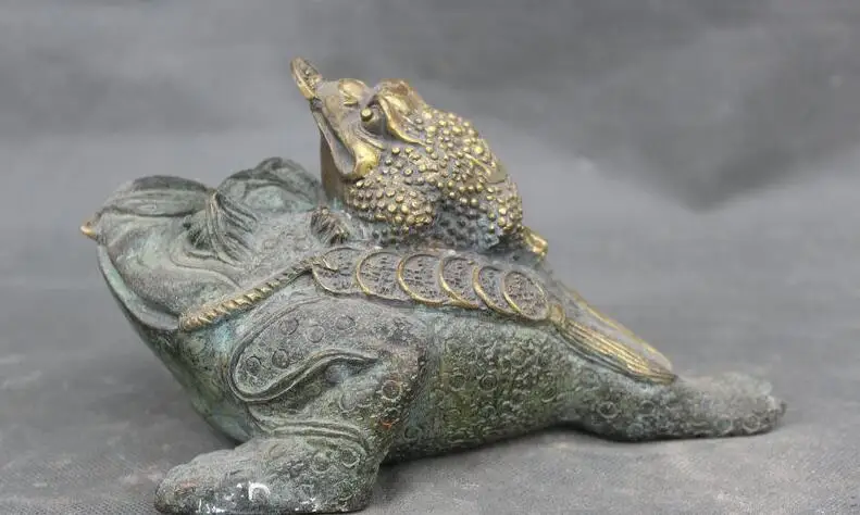

Details about 8" Chinese Folk Feng Shui Bronze Gilt Golden Toad Spittor Mother Son Coin Statue