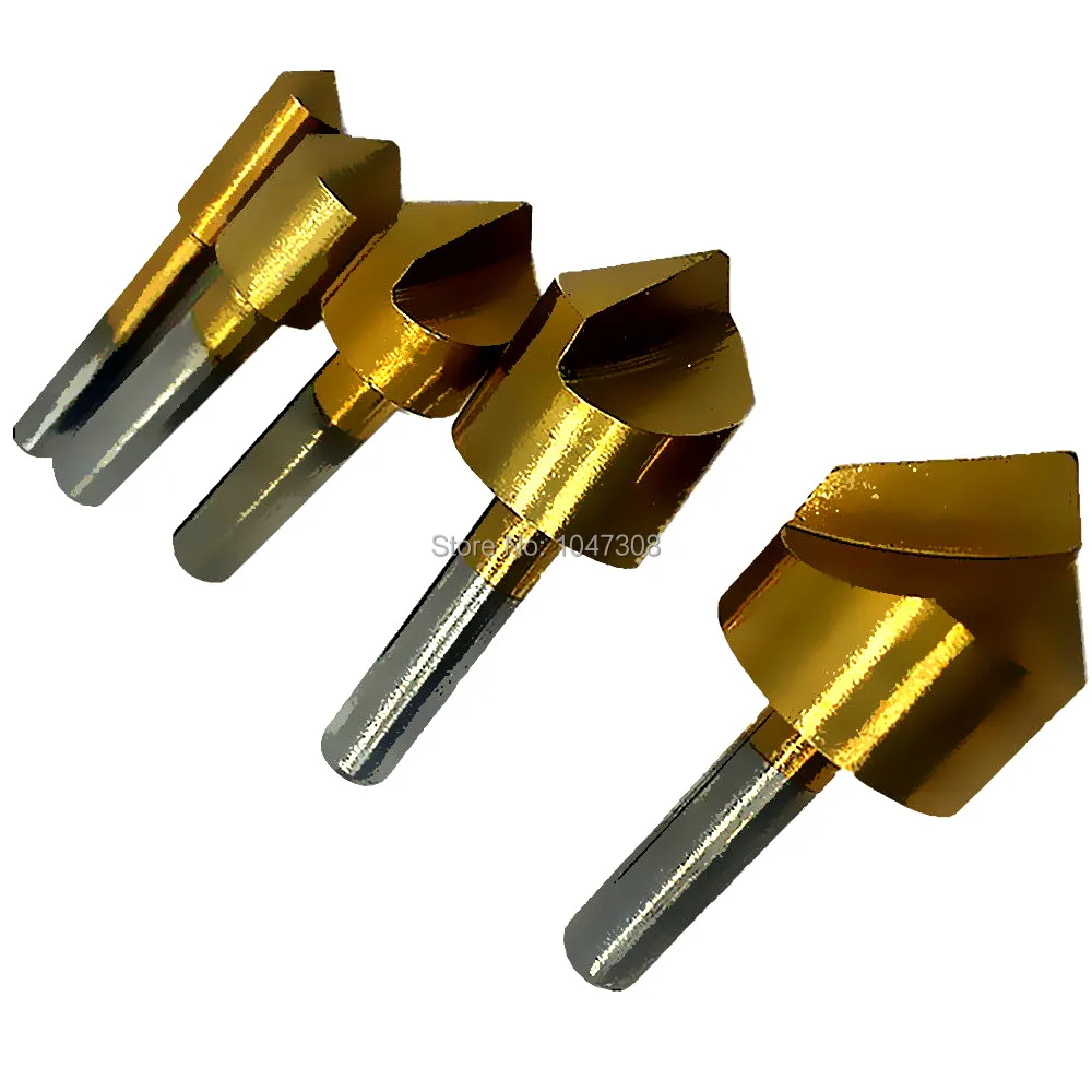 5pcs Single Flute Chamfer Countersink 90 Degree Wood Plastic Chamfer