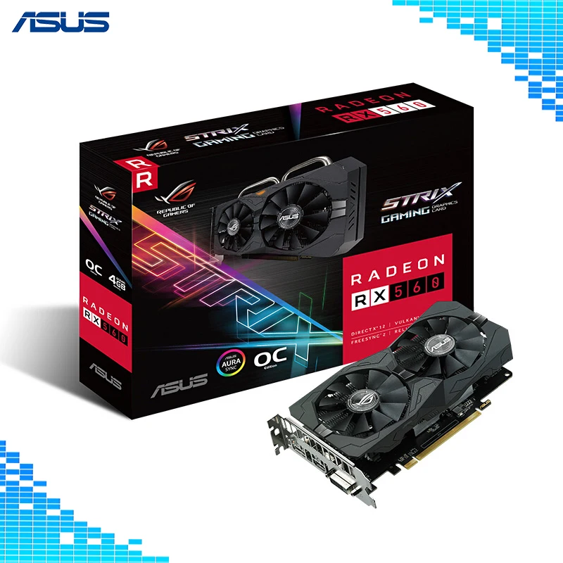 

Asus ROG-STRIX-RX560-O4G-EVO-GAMING Graphics Cards 128Bit GDDR5 PCI Express 3.0 16X AMD Radeon RX 560 4G game Card