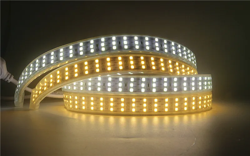 AC 220 V 2835 SMD 276 светодиодный s/m полосы света трехрядные ширина 20 мм белый/теплый белый водонепроницаемый IP67 гибкий светодиодный свет ленты