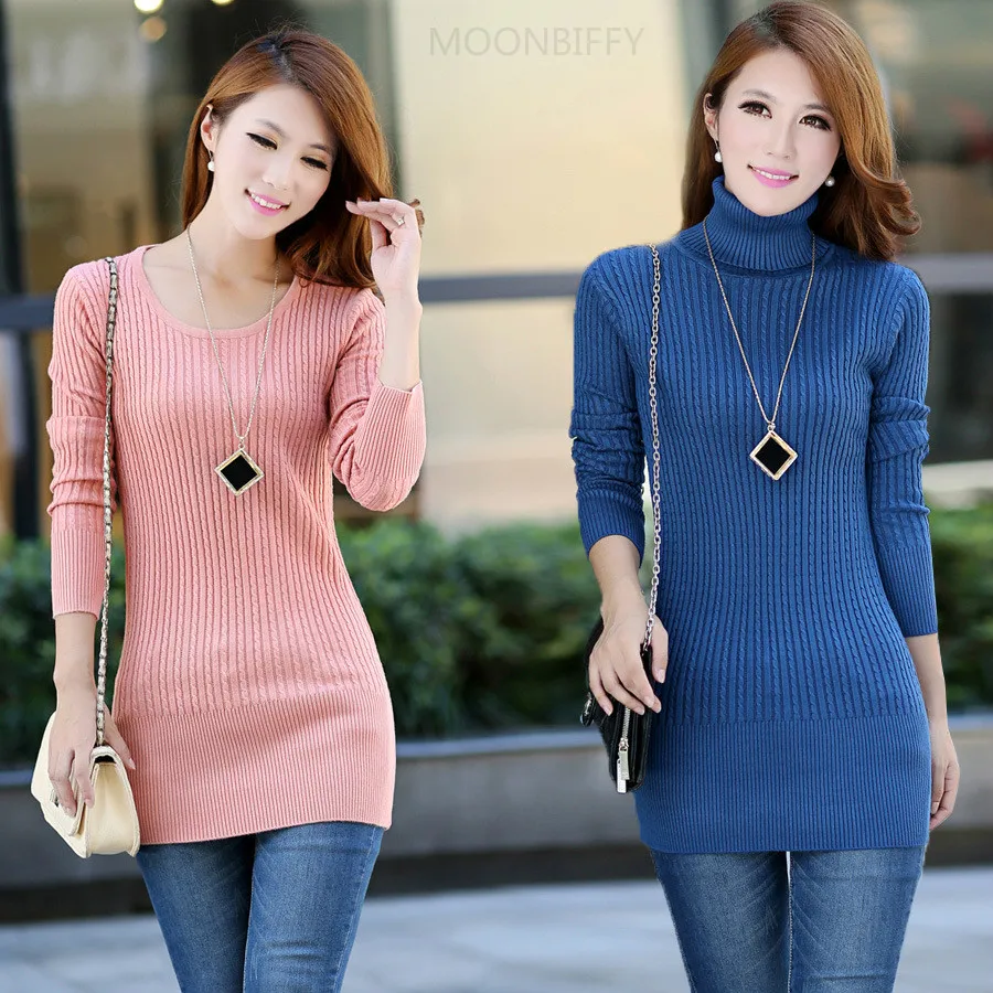 

2018 NEW O-neck Cashmere Sweater dress Ms. long section package hip sweater knit Sweater Hedging solid Sweater