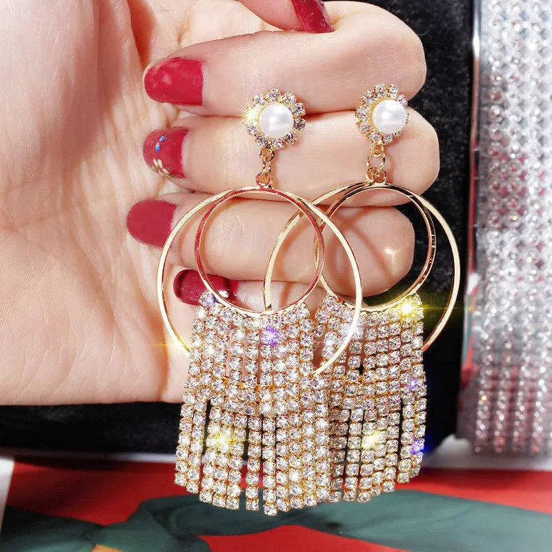 

Fashion Crystal Geometric Drop Earrings for Women Luxury Heart Round Cute Rhinestone Dangle Drop Earrings Wedding Bride Jewelry