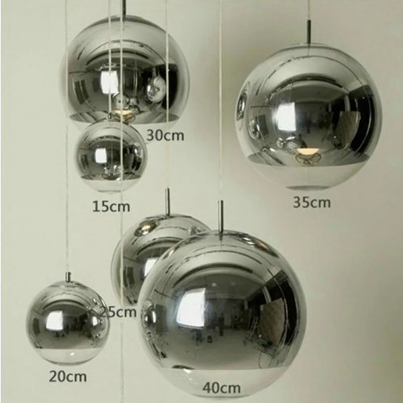 

Modern Silver Copper Shade Lighting Glass Globe Ball Pendant Light Round Ceiling Hanging Lamp luminaire Kitchen Light Fixture