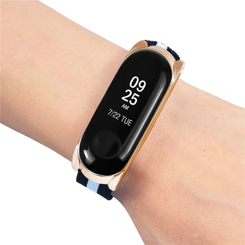Fashio Navy Nylon Wristband Canvas Sport Strap Watch Band Replacemen For Xiaomi Mi Band 3 Watch band Size 25x1.95x0.54cm 40MR1404