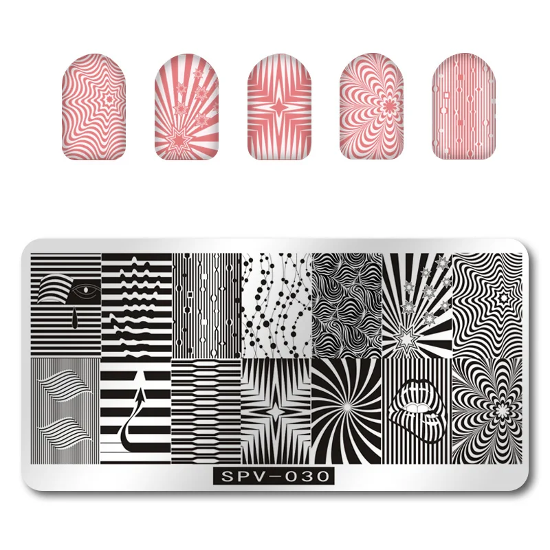 

1Pcs SPV-030 Stainless Steel Image Nail Stamping Plates Stamping Nail Art Polish Manicure Template Nail Stamps Tools