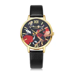 Брендовые модные женские часы с кожаным ремешком черные кварцевые часы с птичьим платьем повседневные хрустальные спортивные наручные
