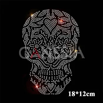 

6pc/lot Flower pattern with skull hotfix motif rhinestone Heat transfer rhinestone for garment DIY accessories (ss-6590)