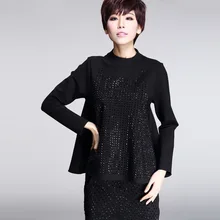 Асимметричная женская футболка на весну и осень, Европейская мода, алмаз, свободный, большой размер, длинный рукав, топы, футболка для девушек, тонкая уличная одежда