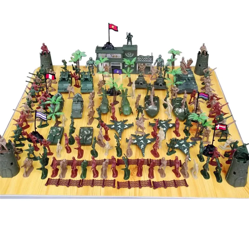 

146 Pcs/1 Set Plastic Military Playset Soldier Toy Kit Sand Army Men Figure Kids Birthday Party Gifts