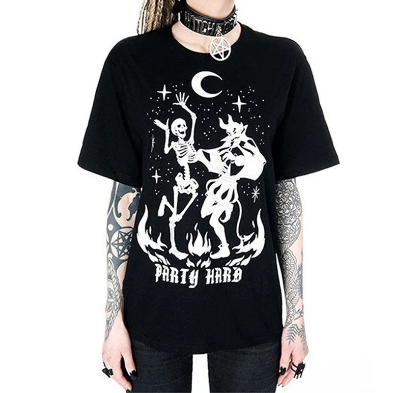 

Star Punk Gothic Print T-Shirt Fashion Women Galaxy Short Sleeve Loose Punk Goth Tops Casual T-Shirt camiseta mujer S-XL